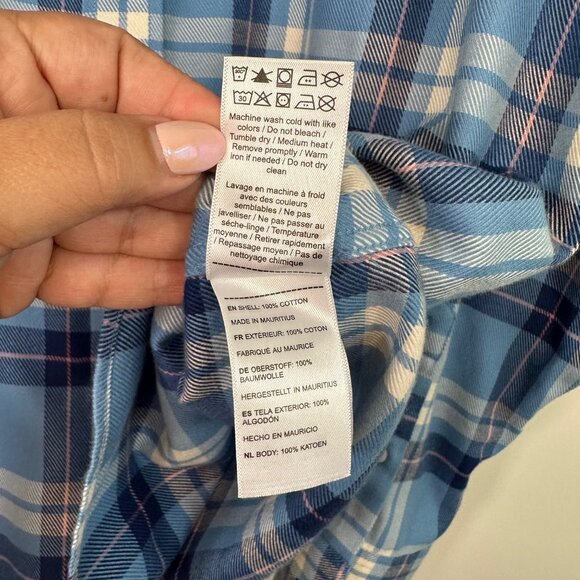 Untuckit 100% Cotton Wrinkle Free Plaid Button Down Shirt Light Blue/Navy XL - Picture 9 of 9